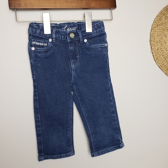 Girls Dark Wash Denim Levi's Jeans size 4 - Picture 4 of 10